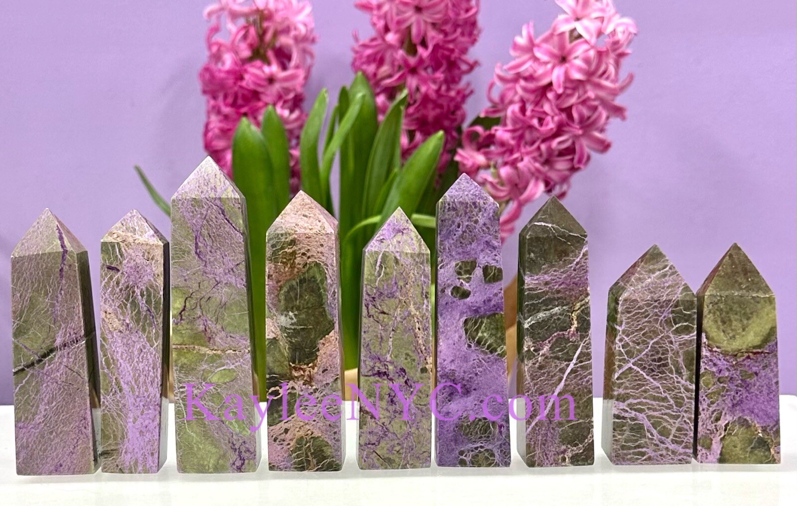 Wholesale Lot 1 Lb Natural Atlantisite Stichtite Obelisk Tower Point Crystal