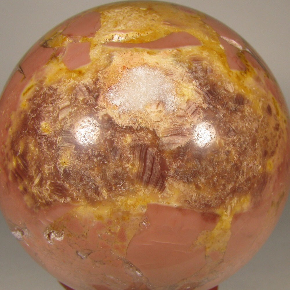 2.7″ PINK AGATE Polished Gemstone Sphere Ball w/ Stand – Brazil – 69mm
