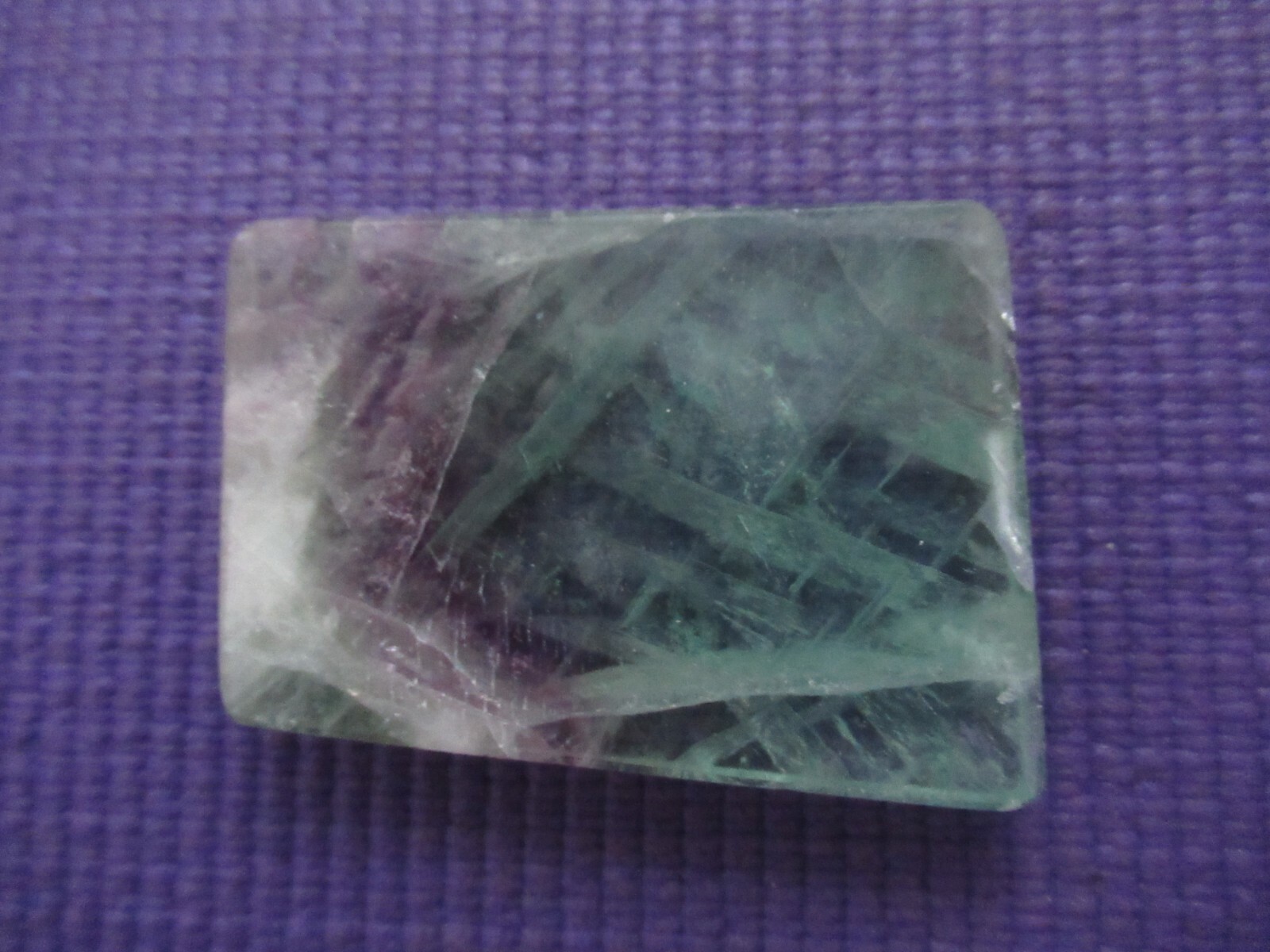 4 Ounce Cut and Polished Fluorite with Purple Swirl 2 3/4″ W x 2″ L x 3/8″ thick