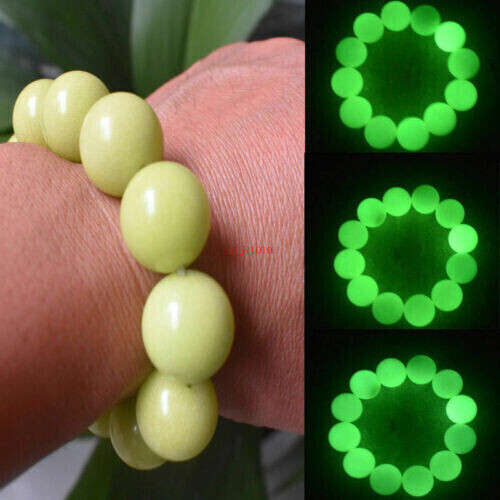 10mm Green Phosphate Glow in The Dark Modern Ye Ming Zhu Bracelet