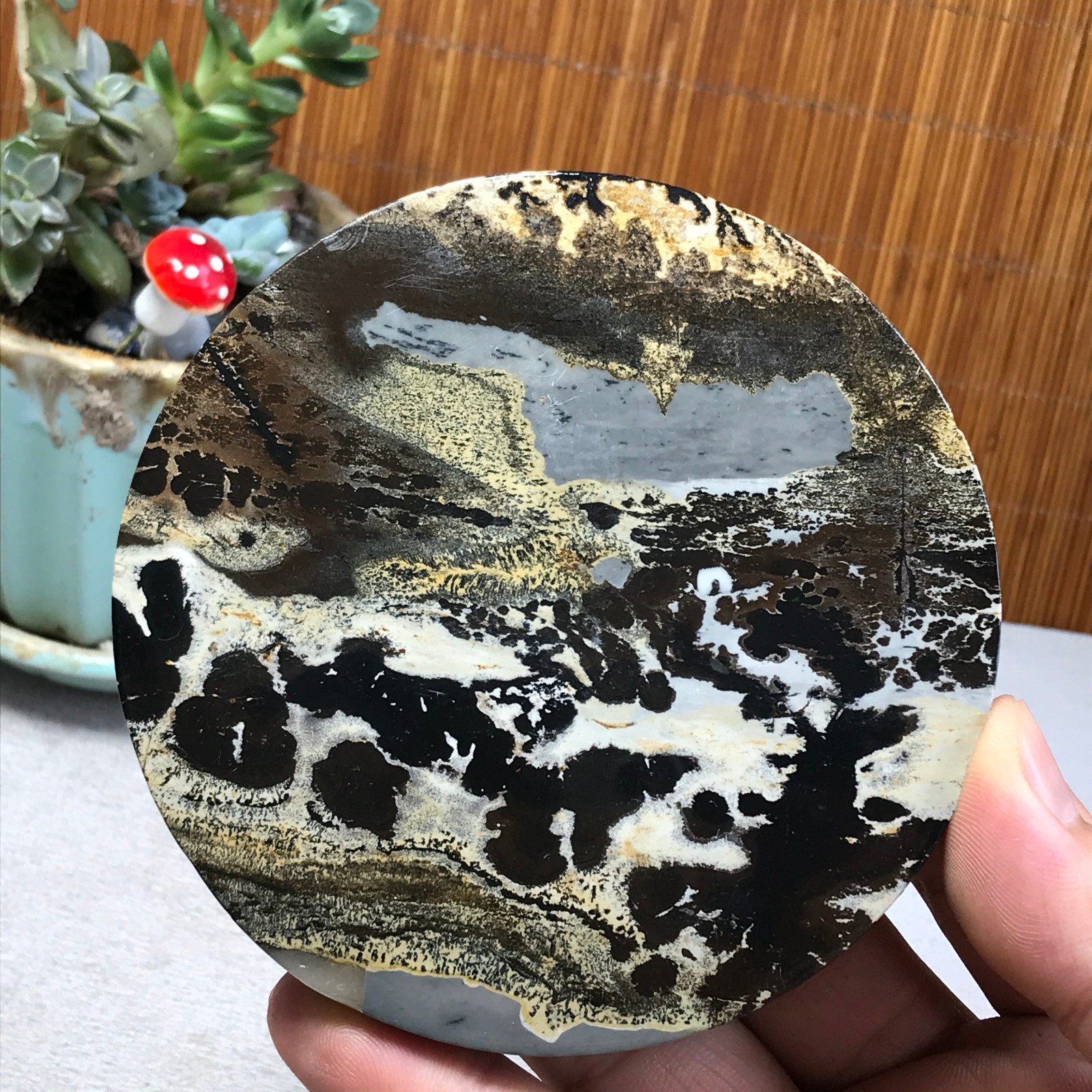 99mm Natural Chinese painting stone crystal ornaments for home decoration A6401