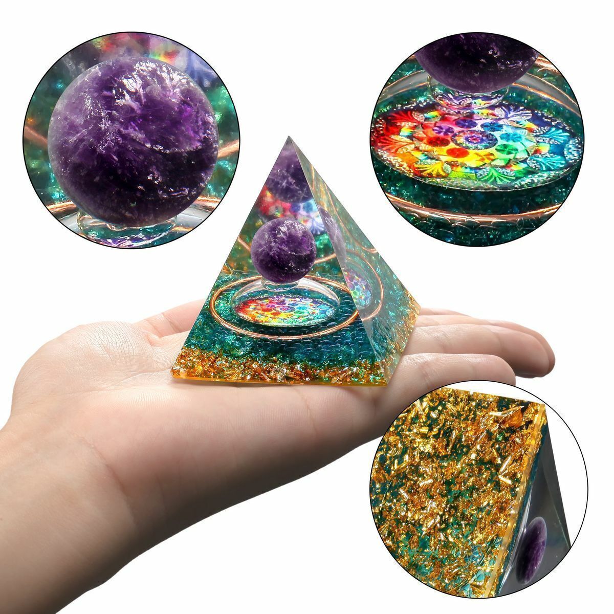 Orgone Pyramid Energy Generator Emf Protection Healing Meditation Orgonite Stone