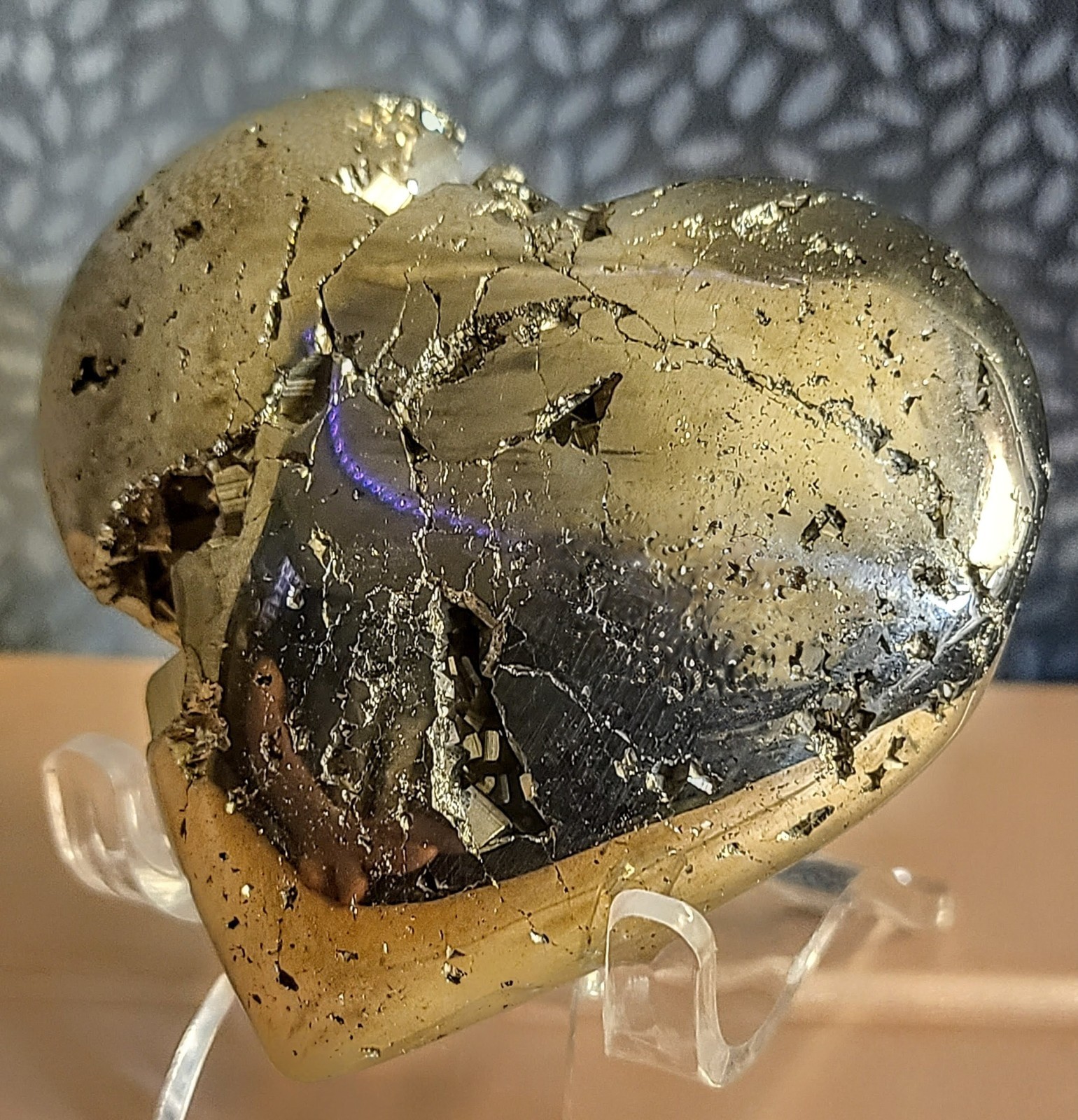 Golden Druzy Peruvian Pyrite Crystal Heart #5