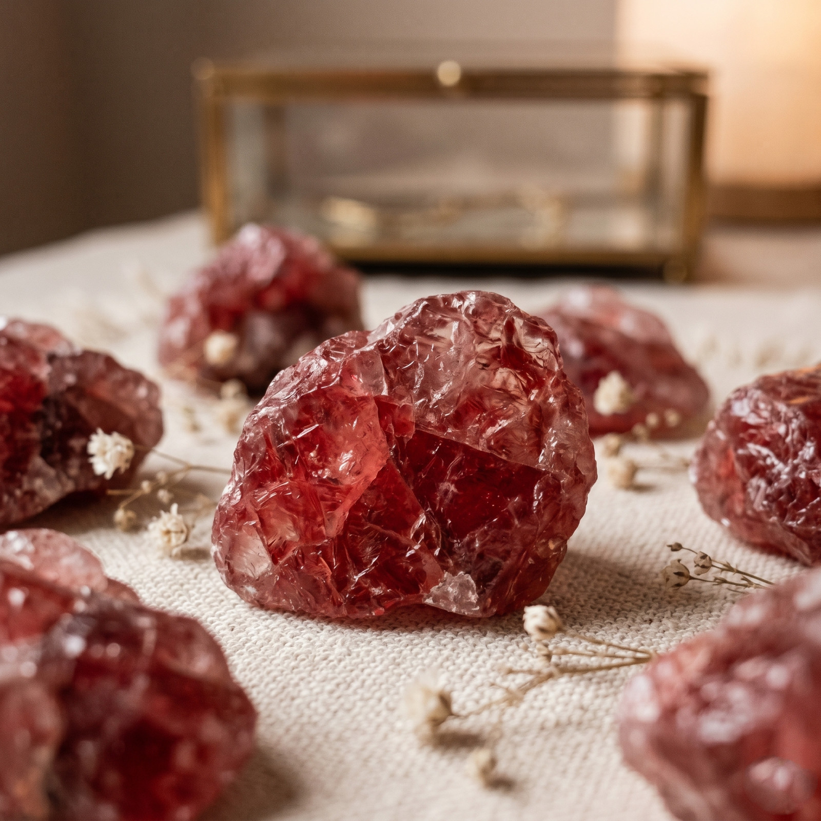 2PC Raw Natural Cherry Red Quartz Rough Stone Heart Chakra Healing Crystal Gift
