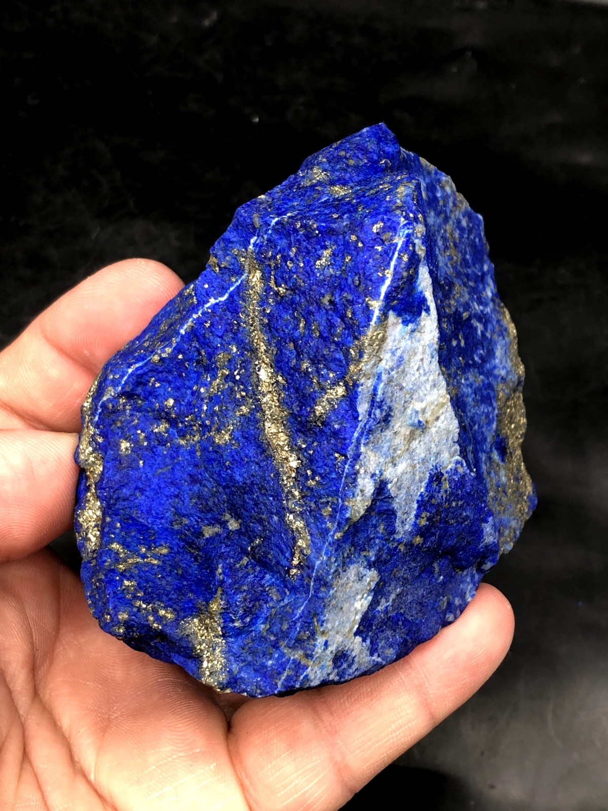 Natural Lapis Lazuli Rough 80mm Royal Blue Pyrite Crystal Mine Stone 564g J9…2