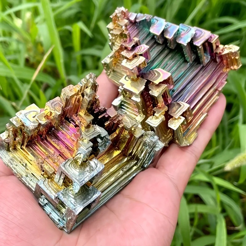 100g Rare Aura Rainbow Titanium Bismuth Quartz Natural Mineral Specimen Crystal