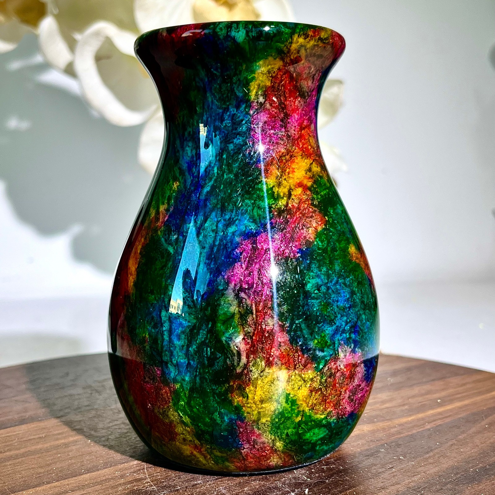 485G Natural “Seven Colors Jade” vase specimen -Taiwan China
