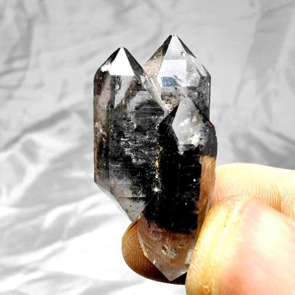Herkimer Diamond Quartz Cluster DT Crystal w/ Hydrocarbon 8g 35-15mm