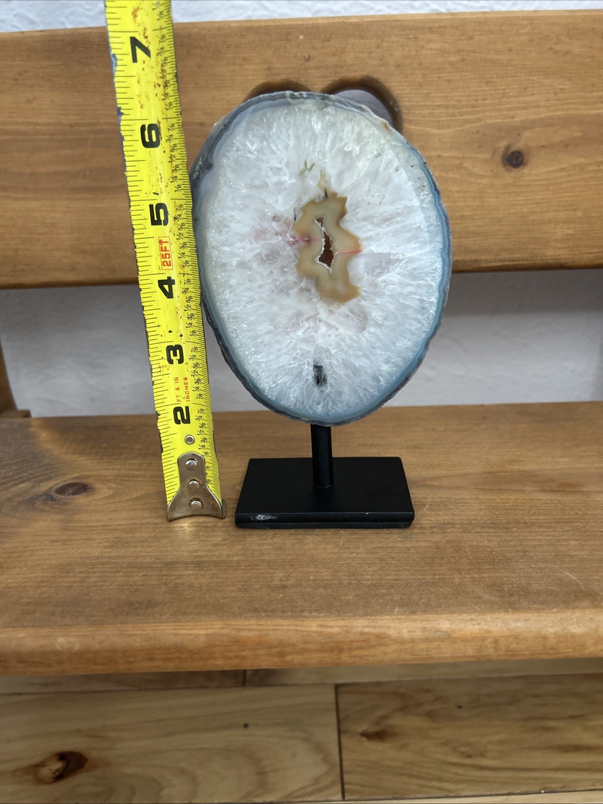 RAW BRAZILIAN AGATE STONE 3/8in Thick Natural Rough Stone On Black Stand