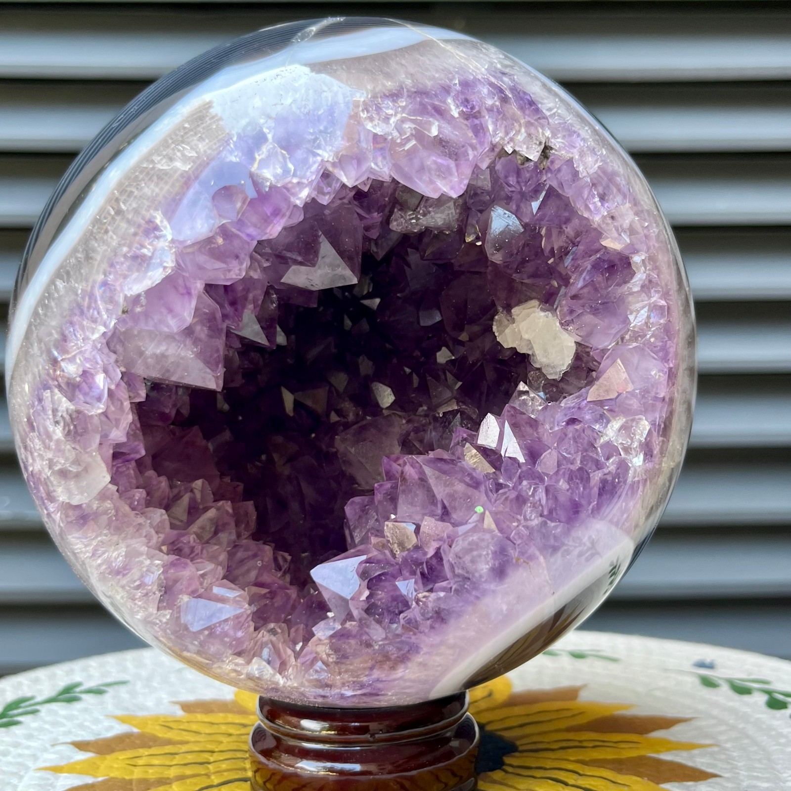 9.9 lb Natural Amethyst Geode Sphere Crystal Druzy Ball Gift Display Decor