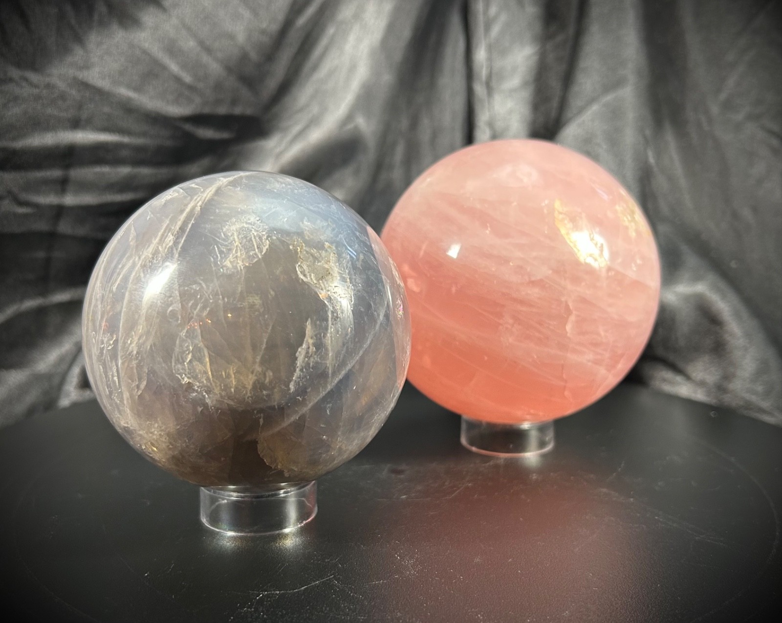Perfectly Imperfect SALE! Blue Rose and Rose Quartz Spheres (See Details)
