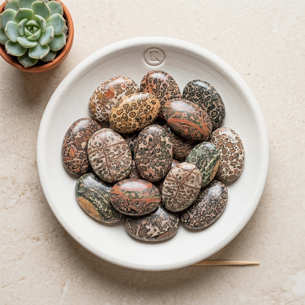 Wholesale 1.97″ Natural Leopard Stone Crystal Palm Stone Healing Decor Gift