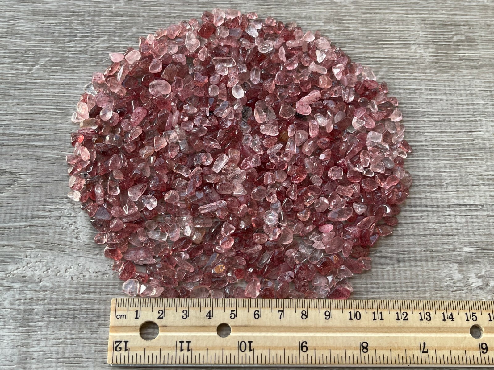 Grade A++ Strawberry Quartz Semi Tumbled Gemstone Mini Chips 4 – 8 mm, Bulk Lot