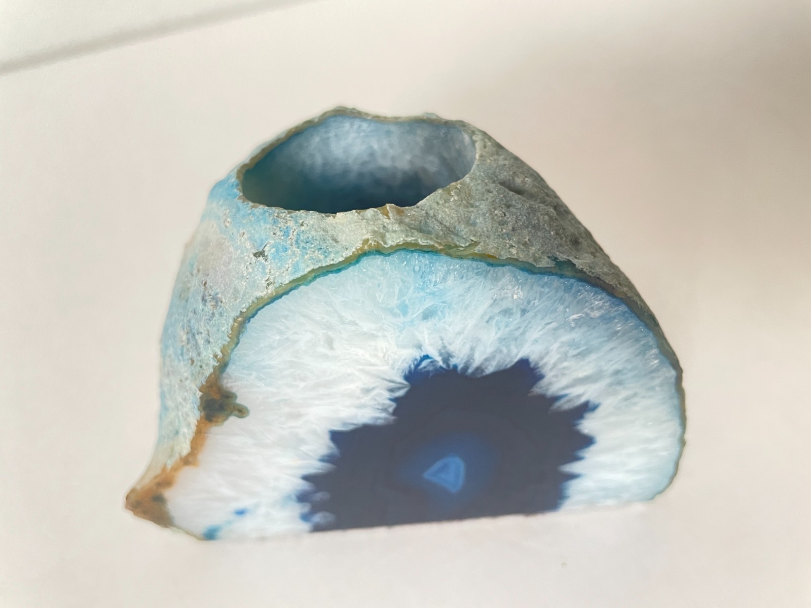 Quartz Crystal Druzy Half-Polished Blue Agate Geode Candle Holder Crystal Decor