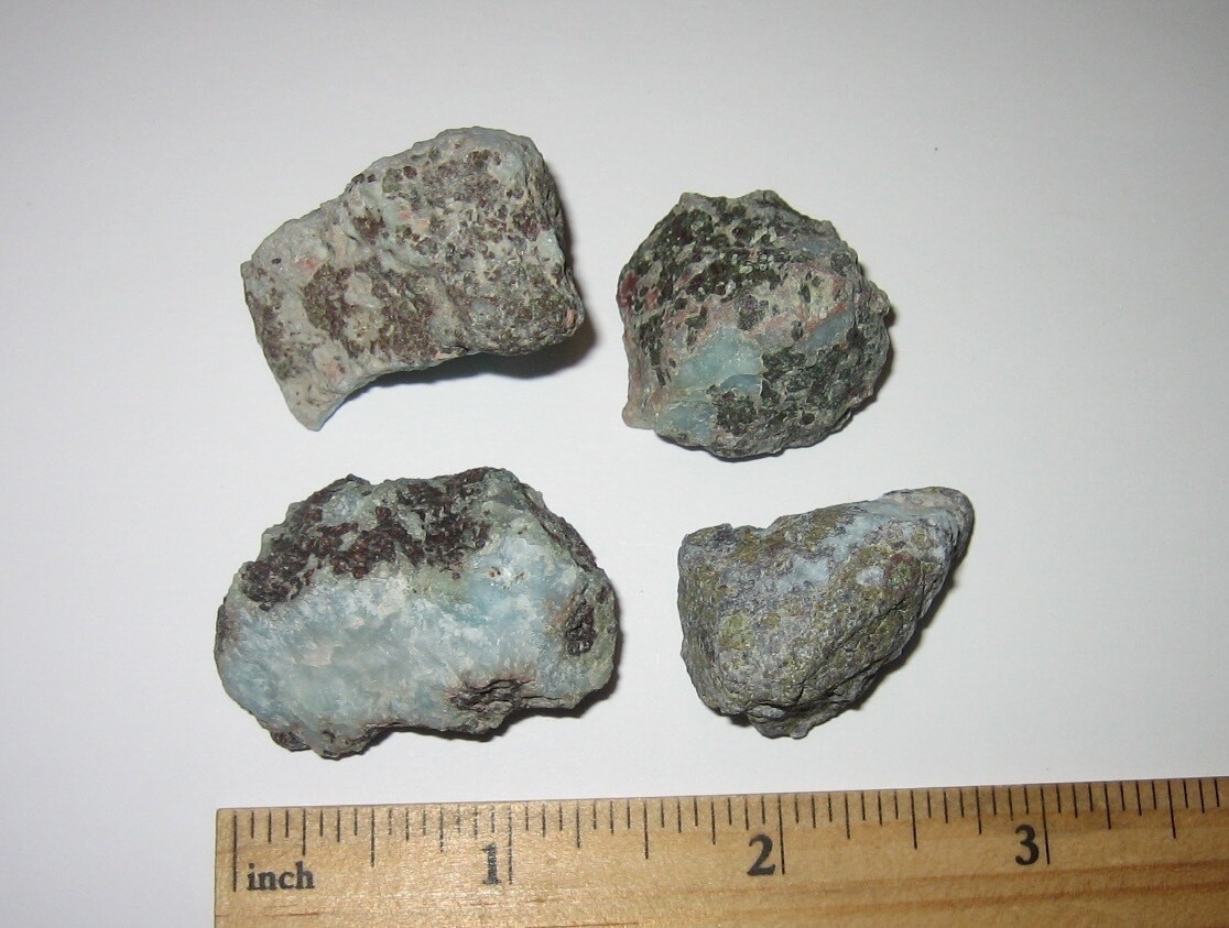 4 NATURAL ROUGH 0.9″- 1.4″ LARIMAR STONE MINERALS DOMINICAN REPUBLIC ~ 68.6g *1
