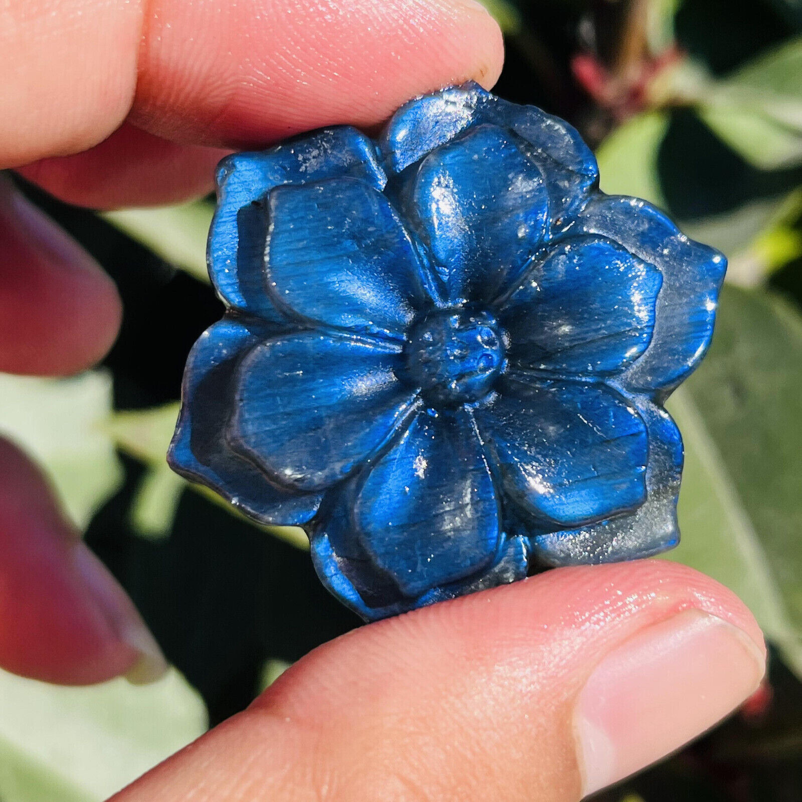 Natural Labradorite Quartz Hand Carved Flower Skull Crystal Reiki healing 1pc