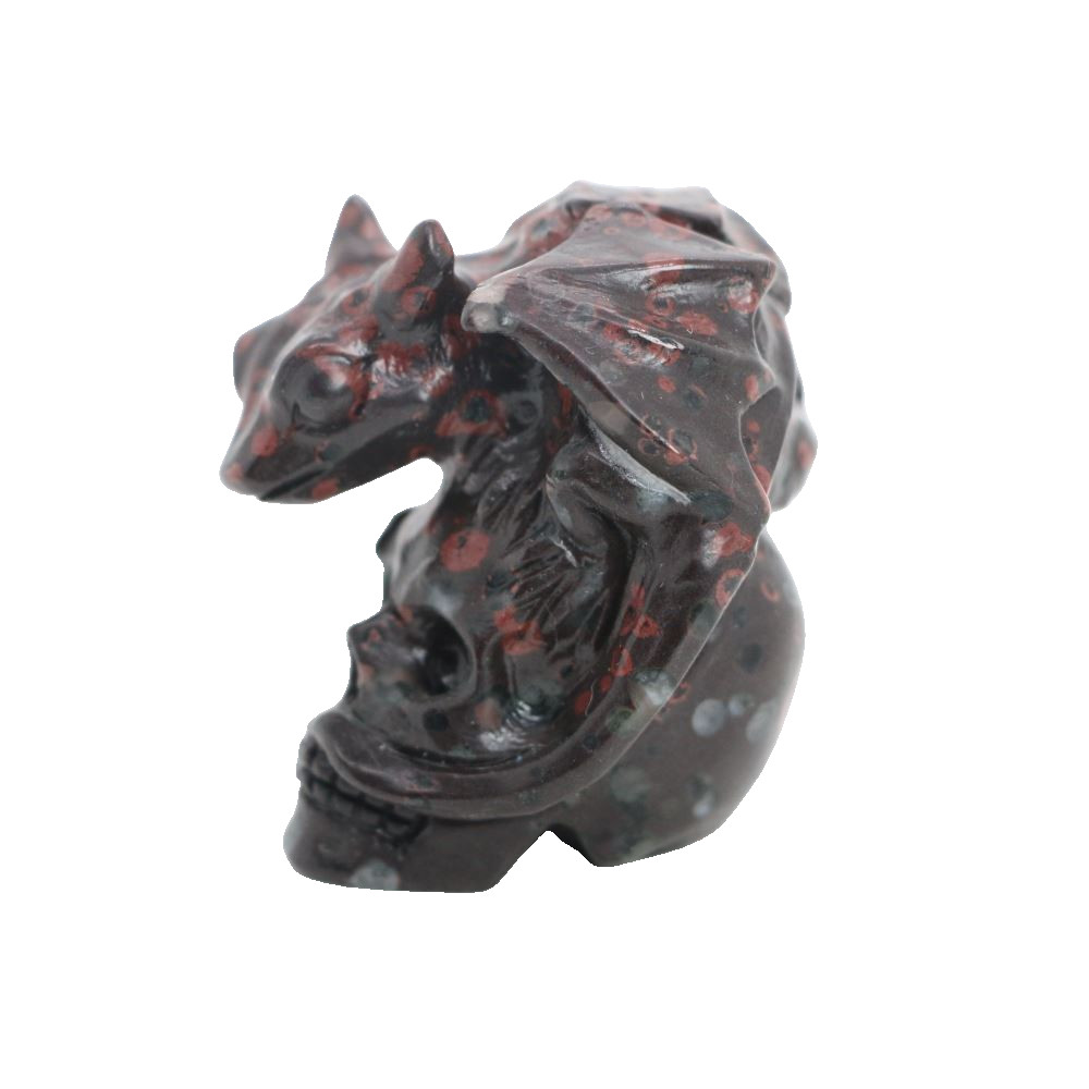 1.8″ PLUM FLOWER STONE Carved Dragon Crystal Skull Realistic Crystal Healing