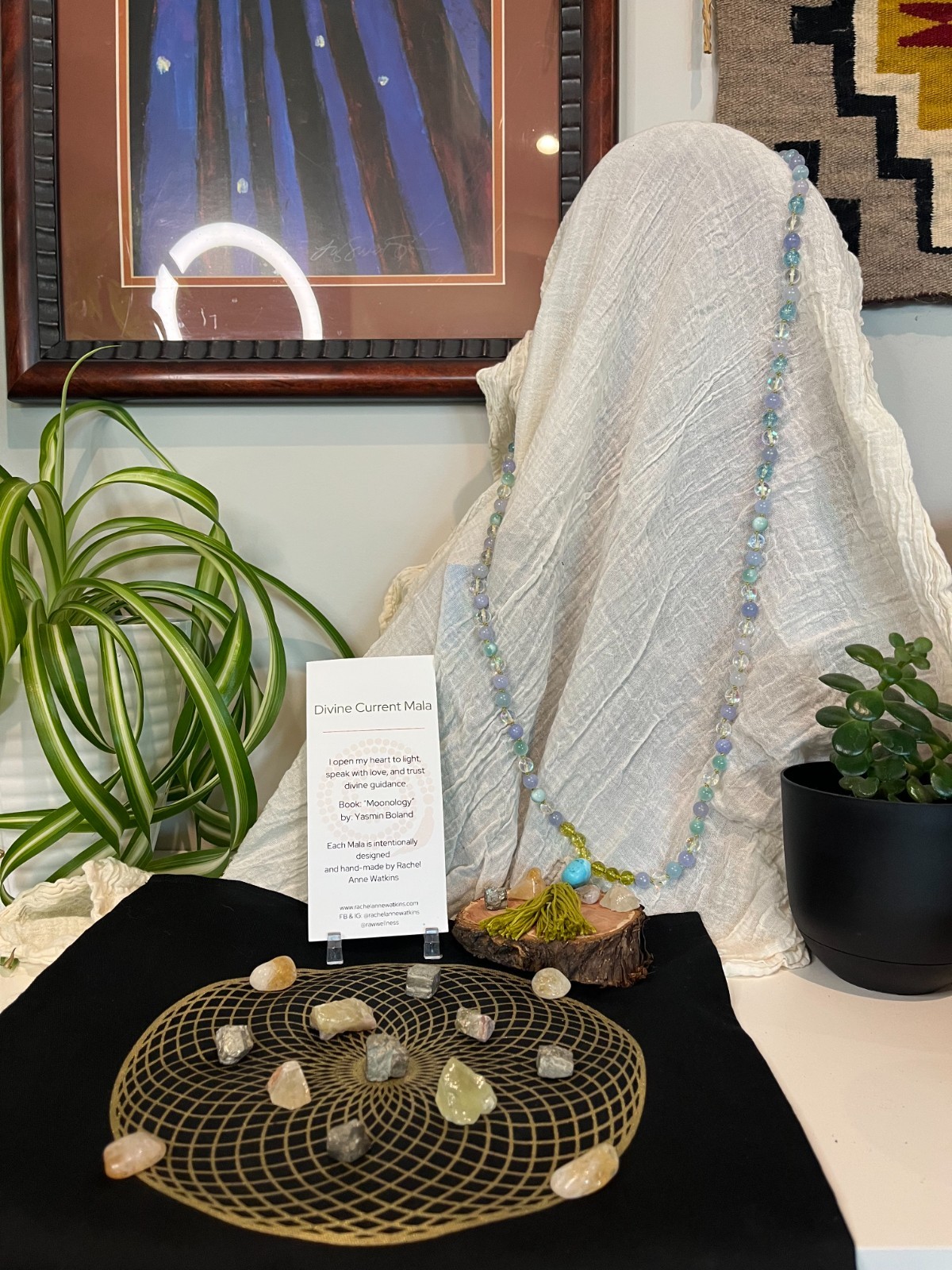 Divine Current Bundle | Torus Grid Mat + Mala + Pyrite Citrine Green Calcite