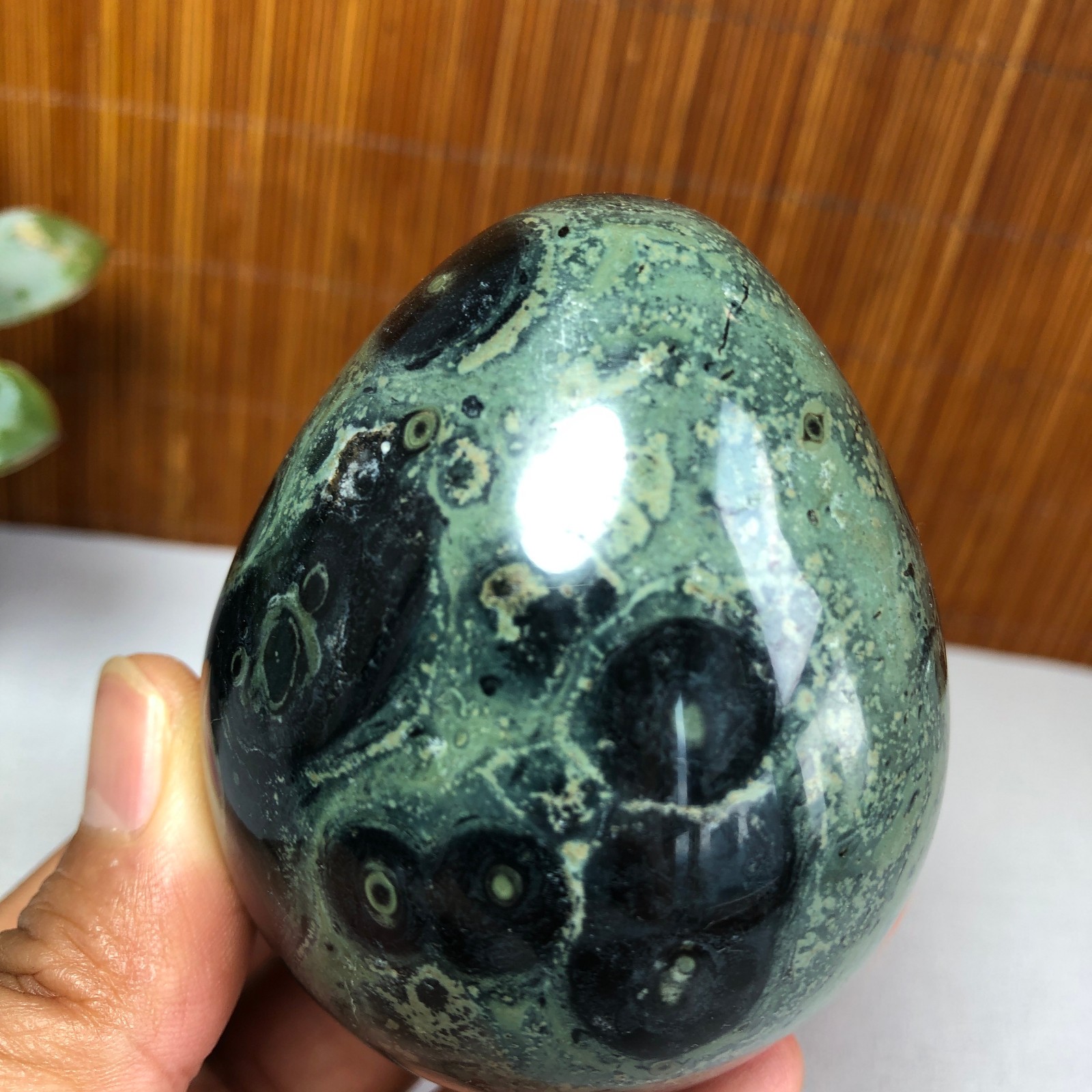 72mm NATURAL Green Kambaba jasper sphere egg quartz Crystal Healing 339g g7766