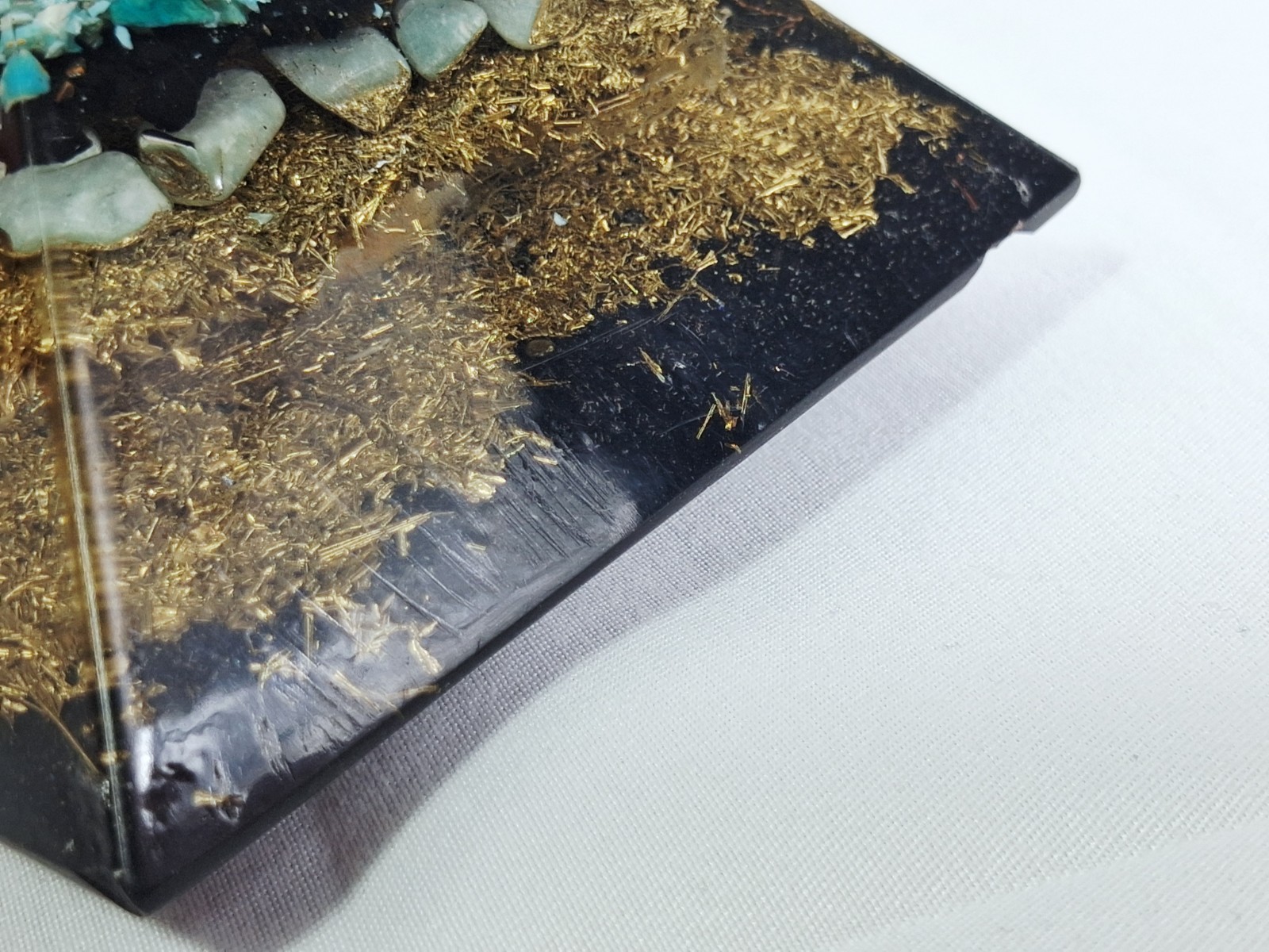 Handmade Orgonite Pyramid Crystal Tower Turquoise Gemstone Energy Generator 4 In
