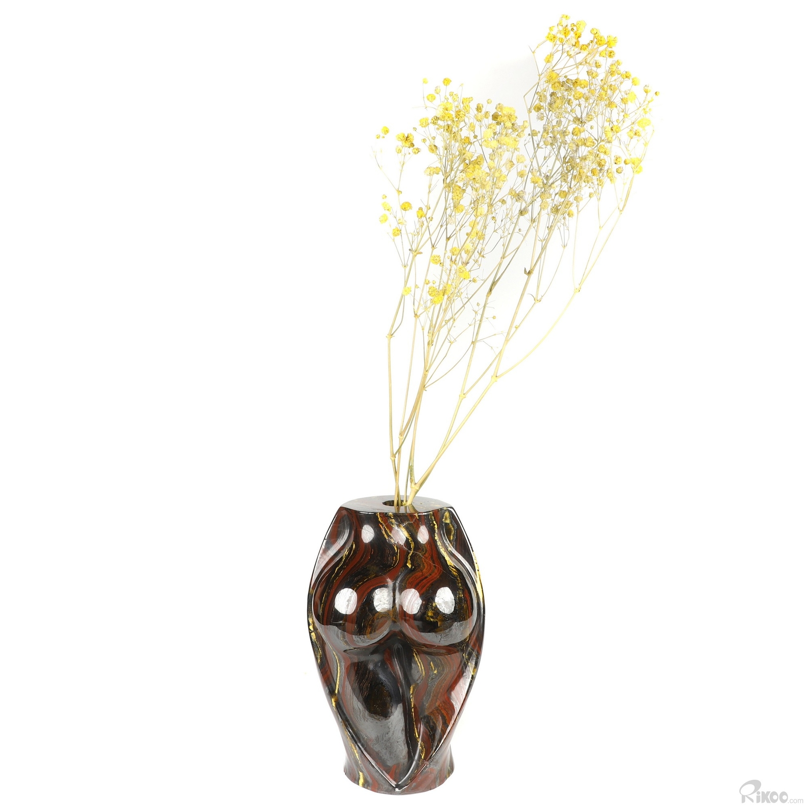 6.3″ Colorful Tiger Iron Eye Hand Carved Crystal Vase Sculpture, Crystal Healing