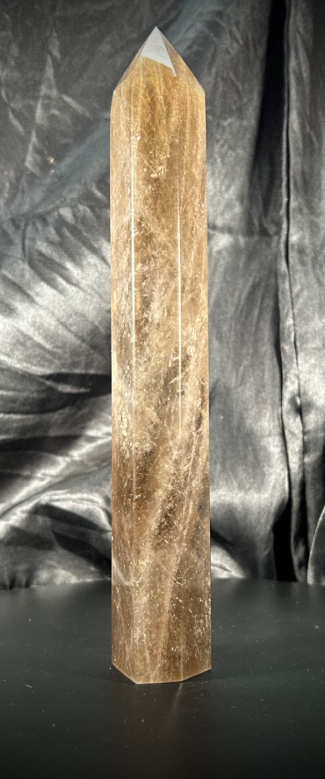 9.2″ Gold Rutile Smoky Quartz Tower 1lb 1.1oz (485 grams)