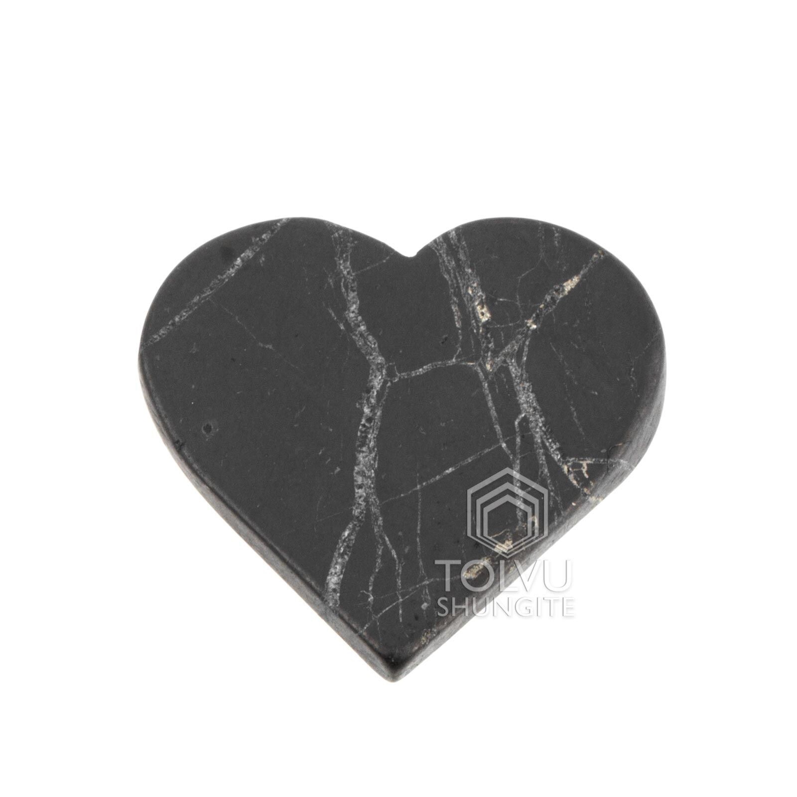 Shungite plate Heart shape, EMF protection sticker made of shungite stone, Tolvu