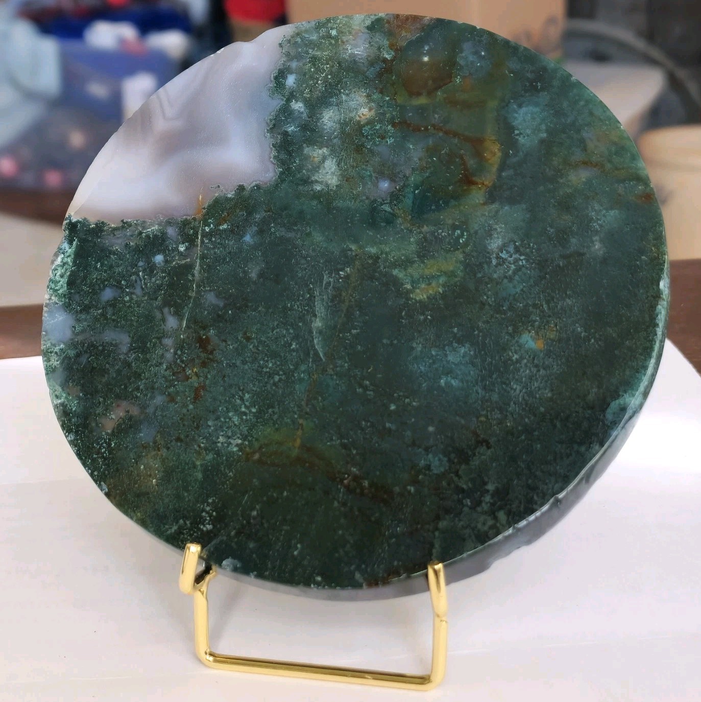 Natural Polished Moss Agate 5.25″ Slab – USA