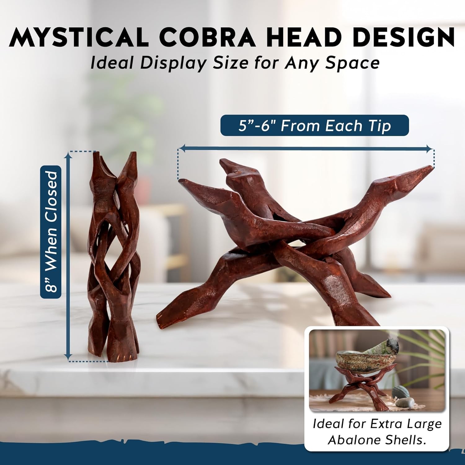 Wooden Tripod Stand – 8 Inch Display For Home Decor Abalone Shell Crystal Ball