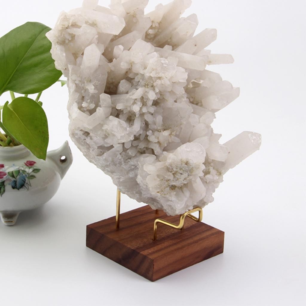 Display Holder – Display Easel Stands for Rock Mineral Agate, Walnut Base