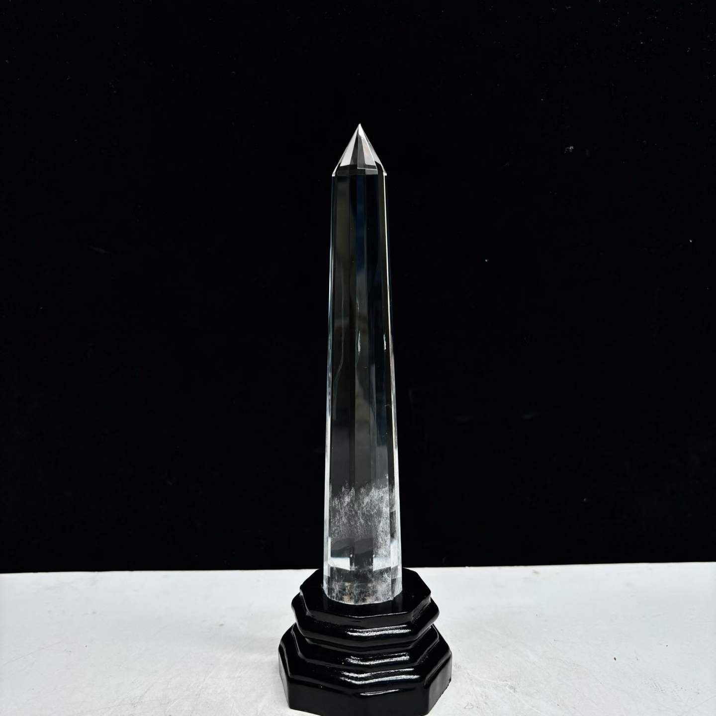 270g Natural White Quartz Obelisk Crystal Energy Tower Point Reiki Decor+Stand