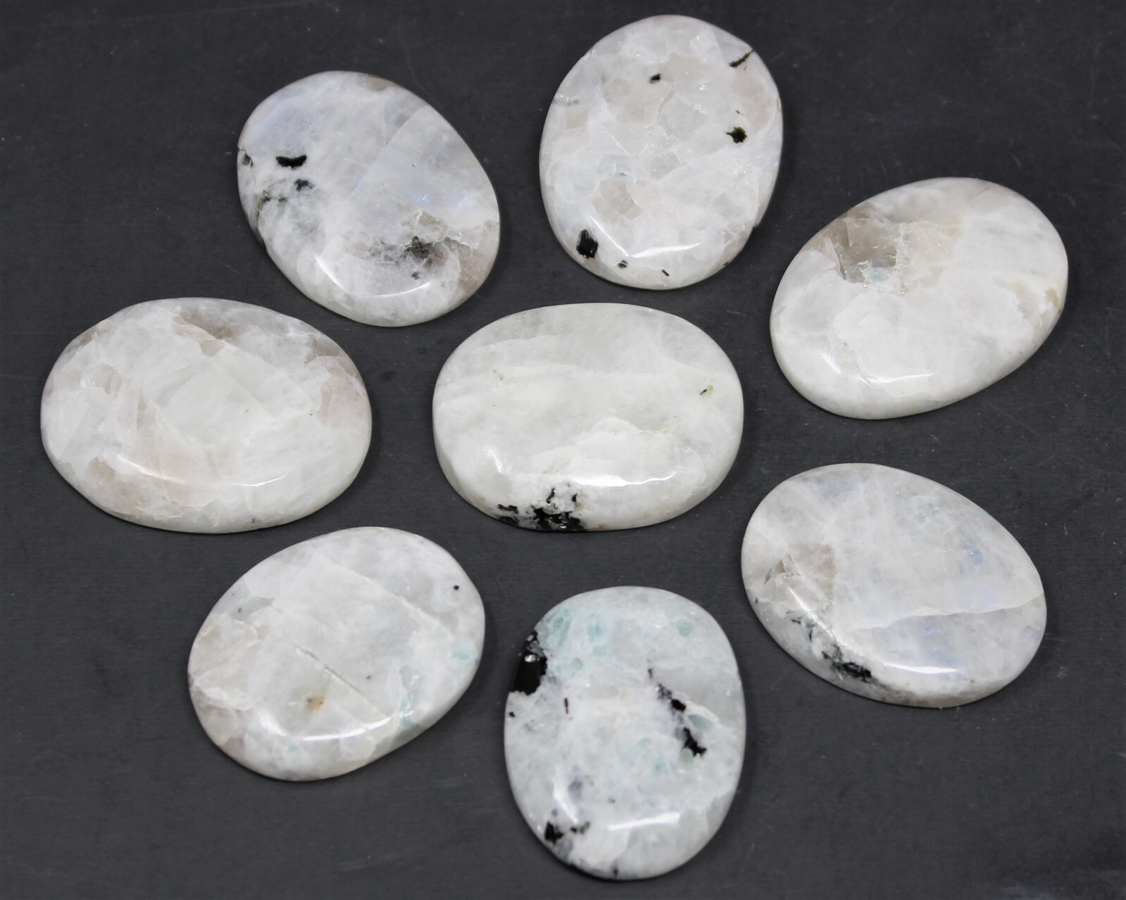 Rainbow Moonstone Worry Stone (Smooth Polished Rainbow Moonstone Palm Stone)