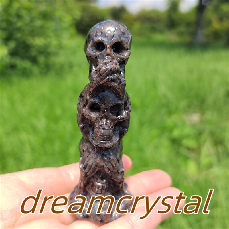 3″+ Natural Yooperlite Skull Hand Carved Quartz Crystal Skull Reiki Healing 1pc