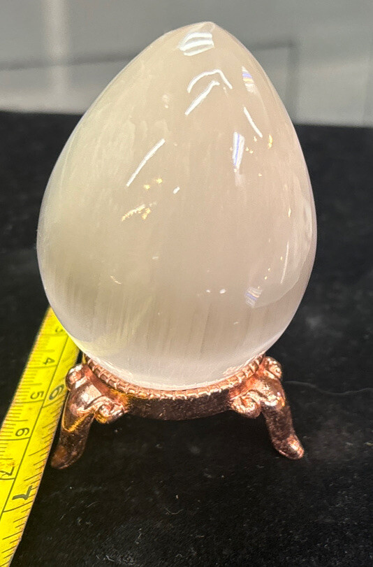 Selenite Polished 3″ Egg with Stand