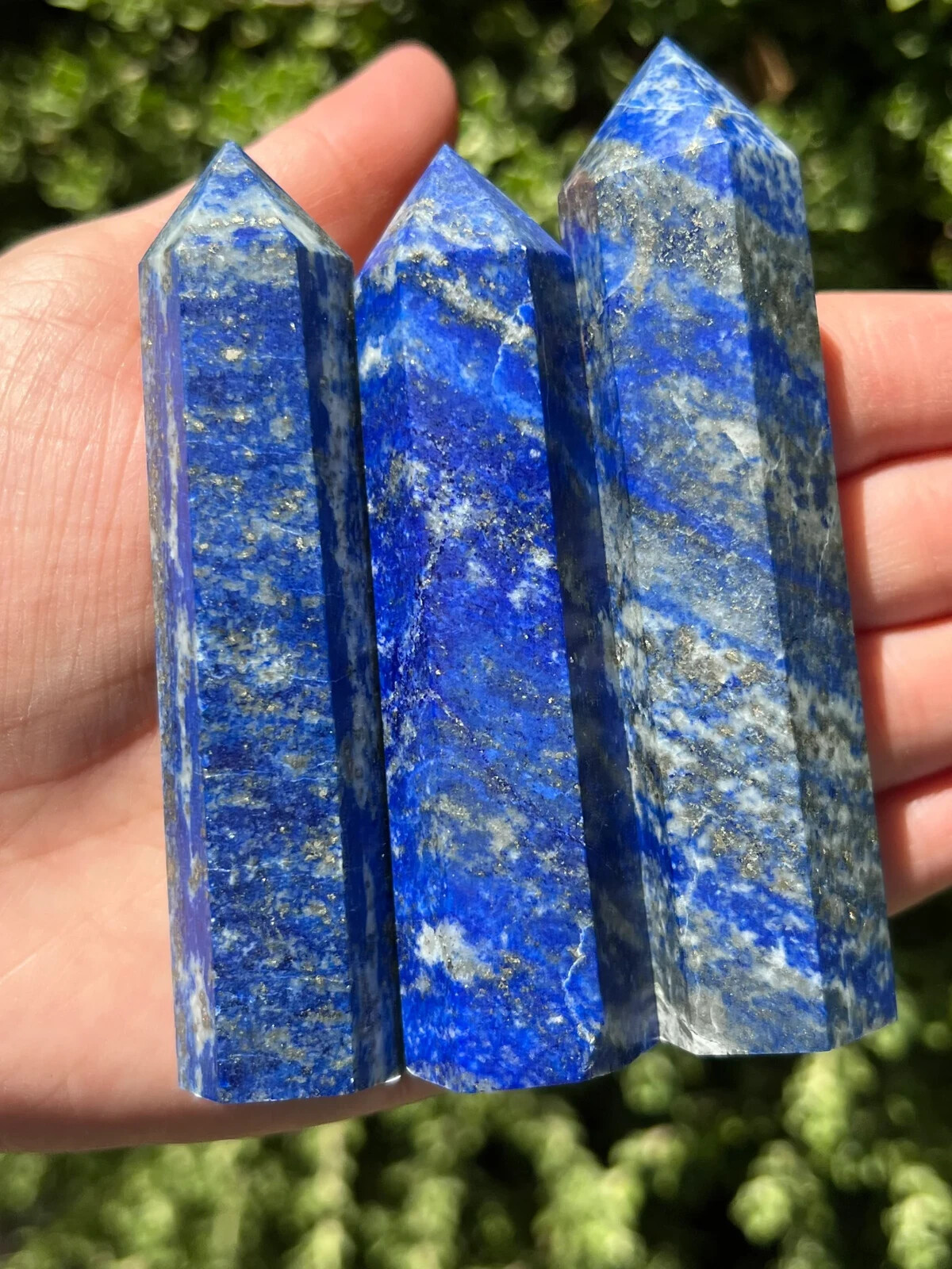 Natural Lapis Lazuli Tower Point Reiki Healing Crystal Wand Obelisk Home Decor