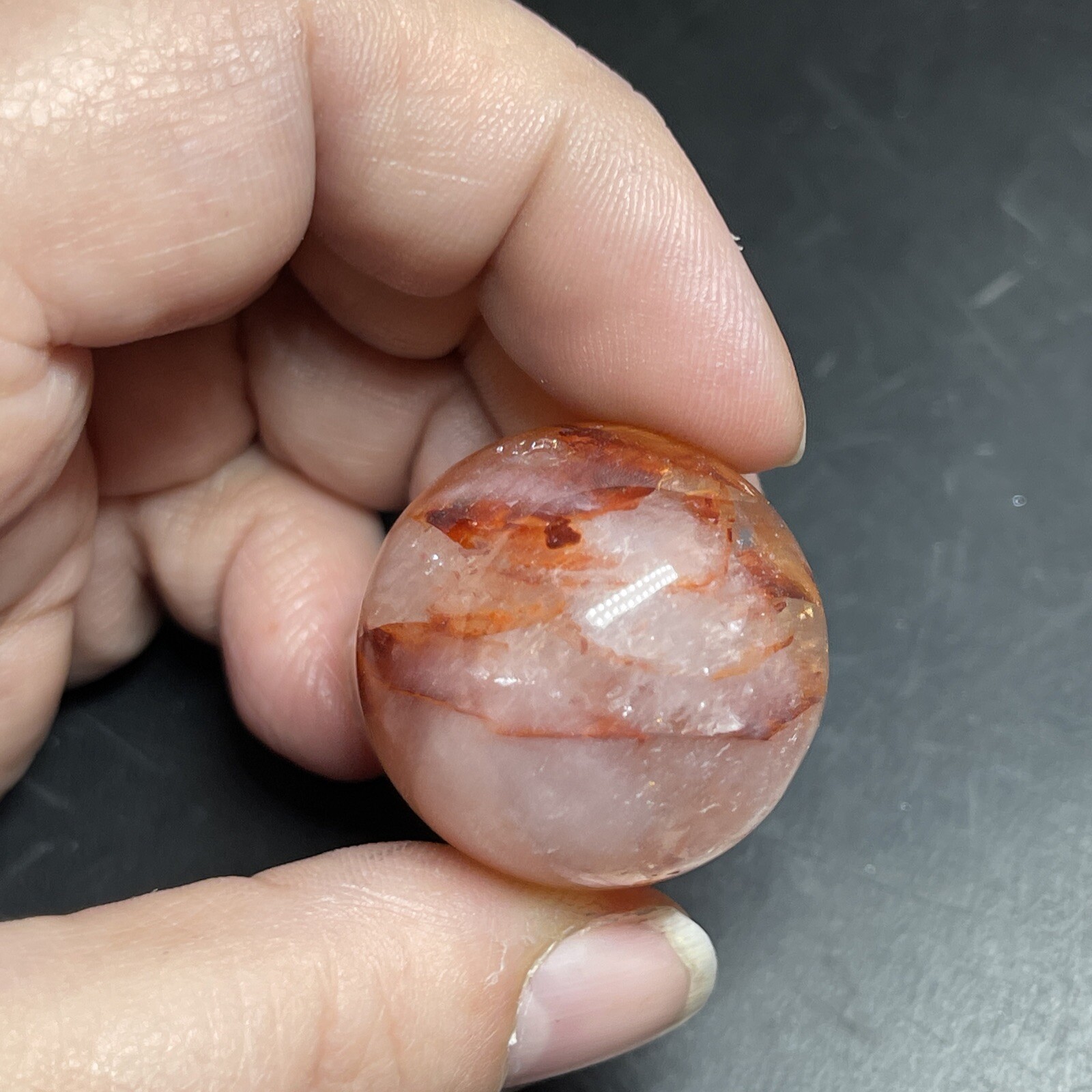 Fire Quartz Hematoid Crystal Sphere Ball Mini Sphere Marble 27.8mm