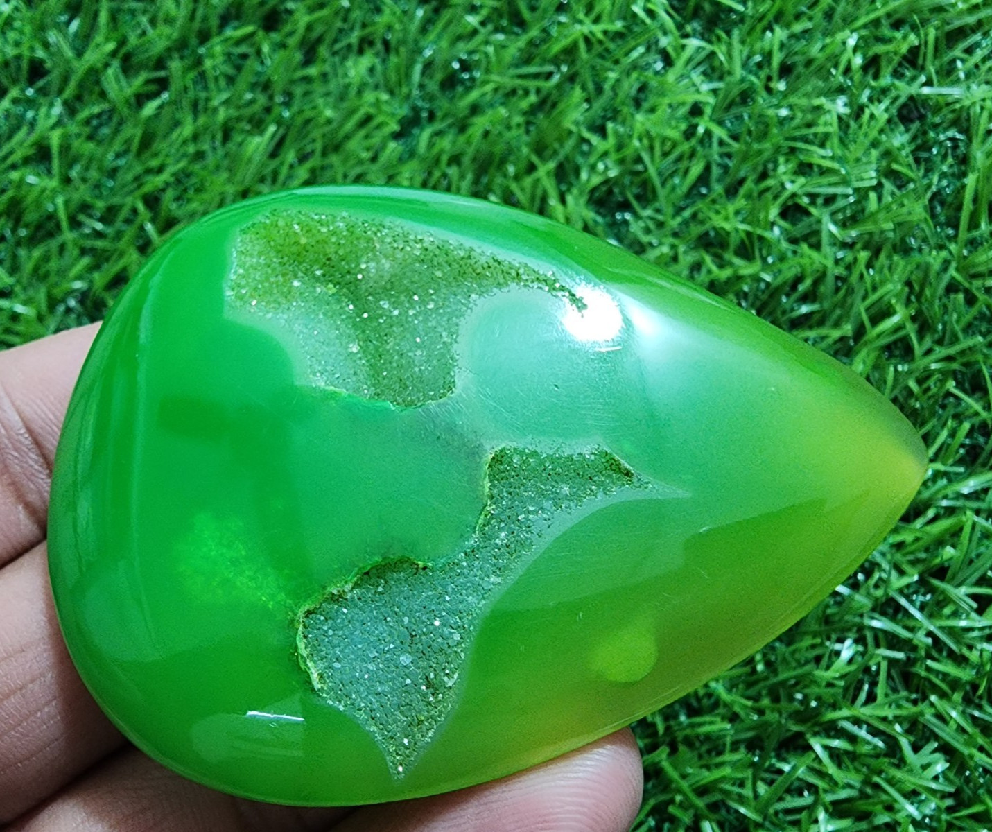 230ct Pear Window Druzy Agate Green Druzy Agate Cabochon Loose Gemstone Jewelry