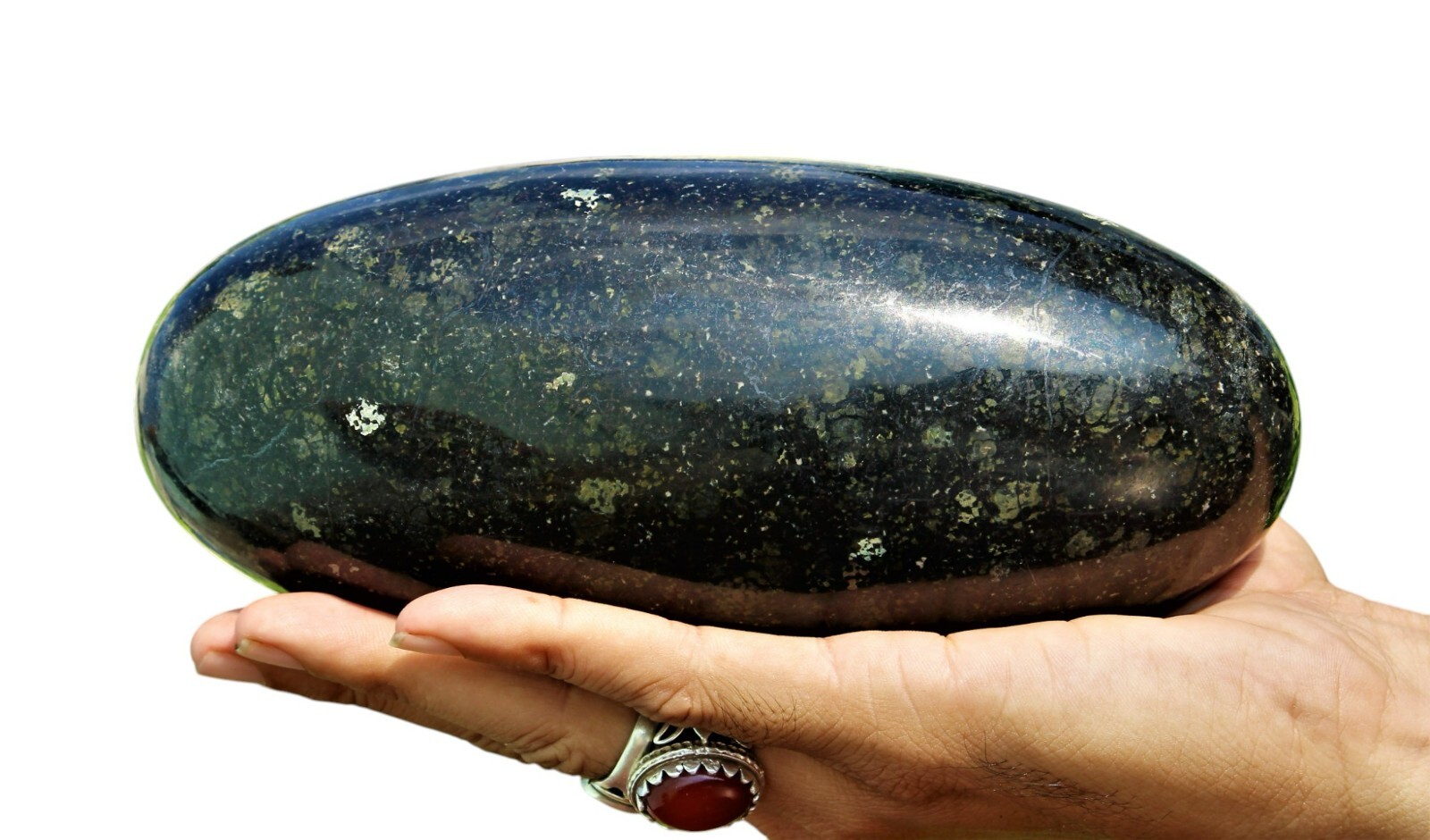 185MM Black Nuummite Crystal Healing Energy Reiki Aura Metaphysical Stone Lingam