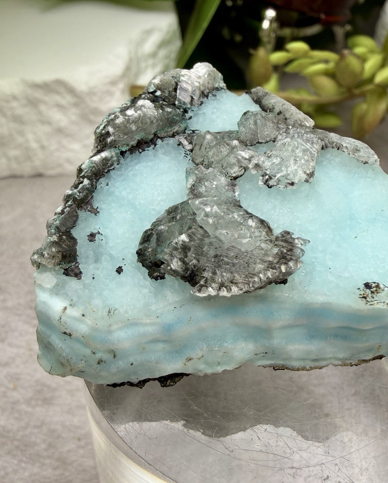 Crystal 43g Hemimorphite With Selenite Specimen Mineral Raw