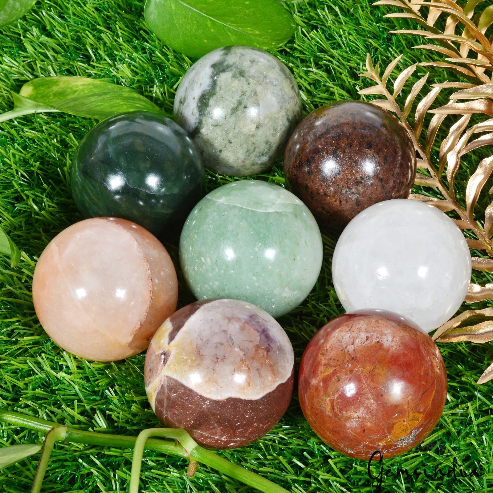1.8 Kg/8 Pcs Natural Multi Gems Crystal Healing Mineral Sphere/Meditation Balls