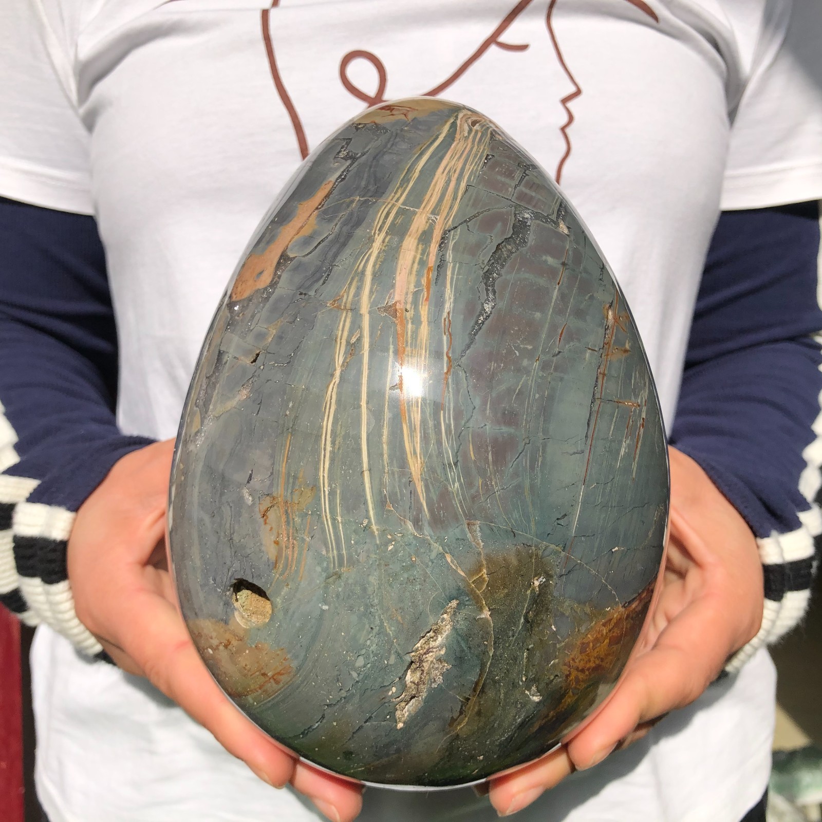 8.6LB Natural Ocean stone Quartz Crystal egg Mineral specimen Healing