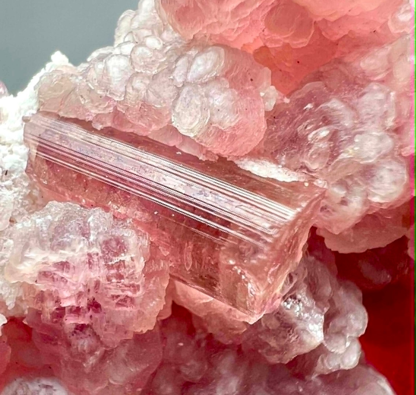 88 Carat Ultra Rare !!! Pink Color Tourmaline Crystals On Mica @Afg