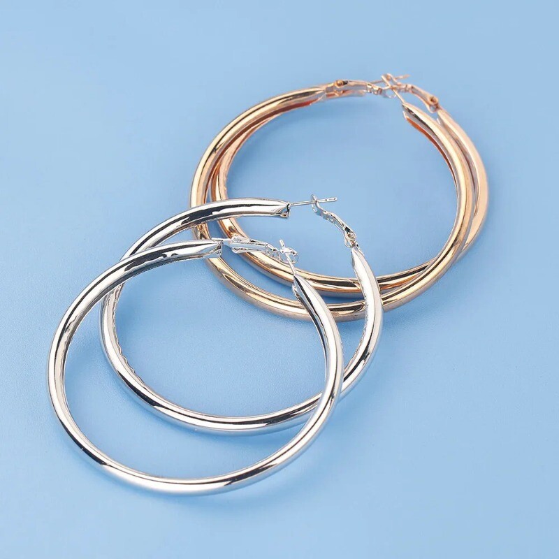 Women’s Fashion Jewelry Gold Or Silver Large THICK 4″ 100mm Hoop Earrings