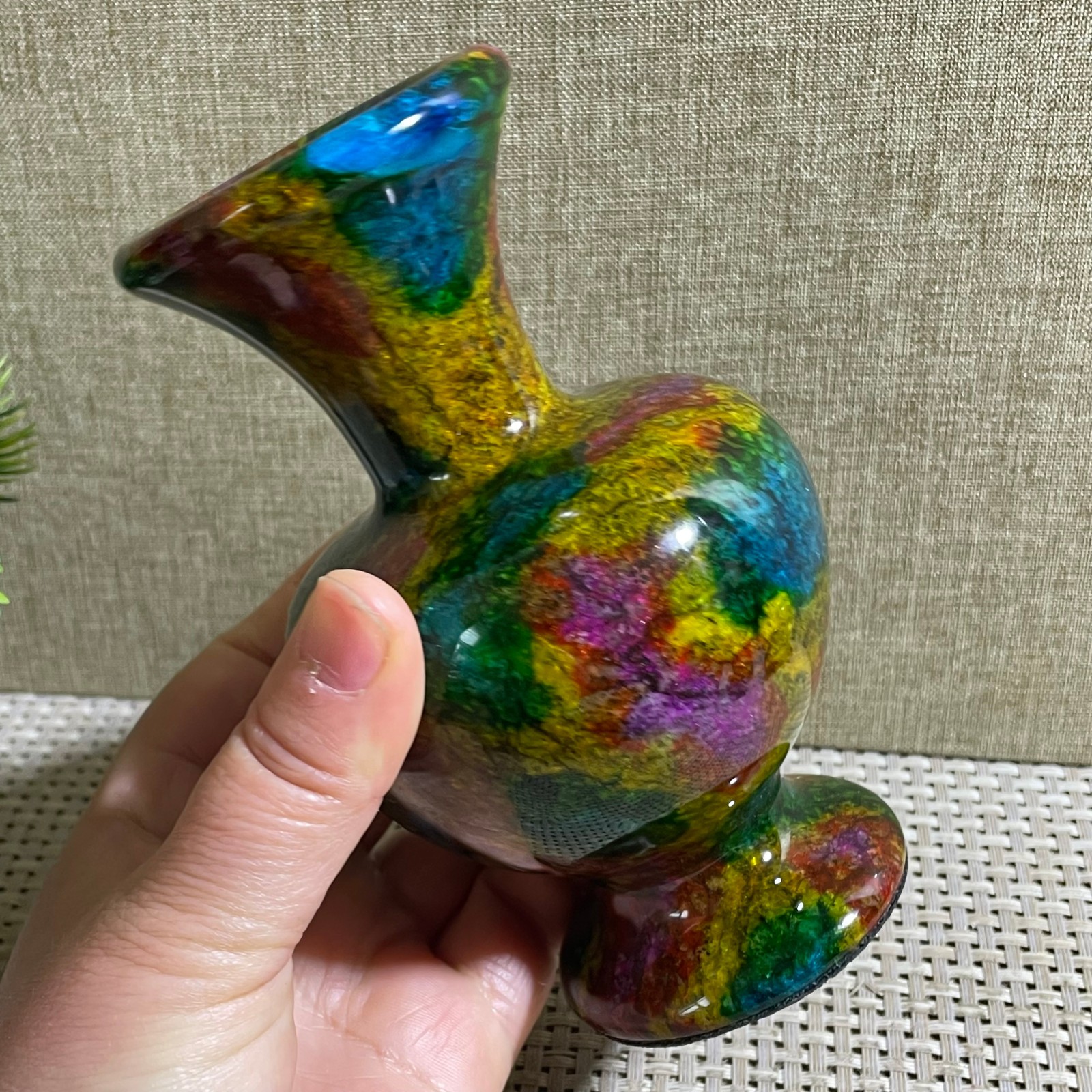 776g Seven Colors Jade vase specimen Decorative -Taiwan China