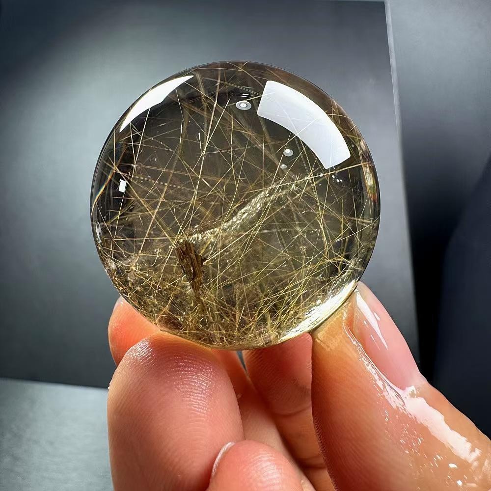 80g Natural Rutilated Quartz Sphere Crystal Ball Mineral reiki Decor