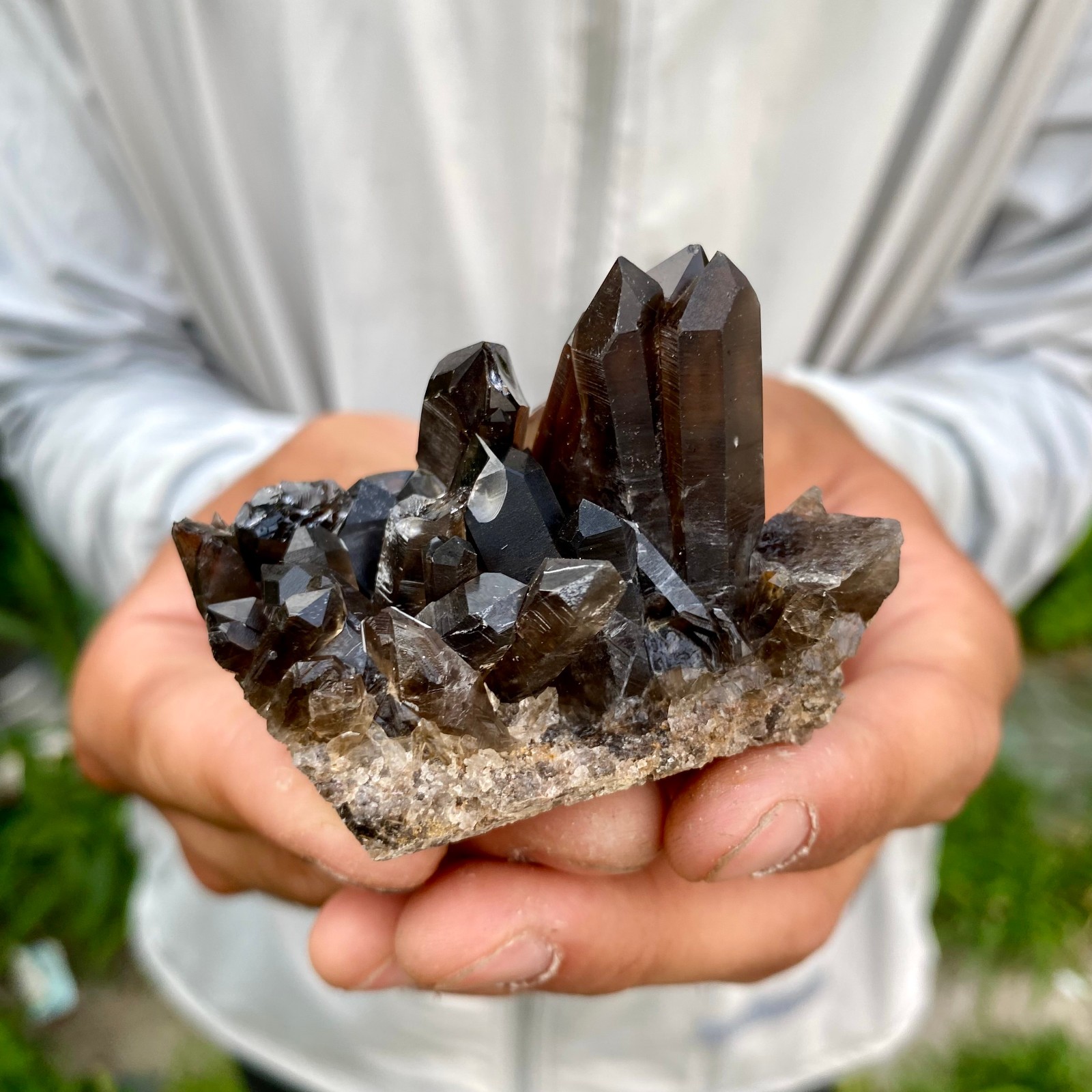 114G Natural Black Smoky Quartz Crystal Cluster Raw Mineral Specimen