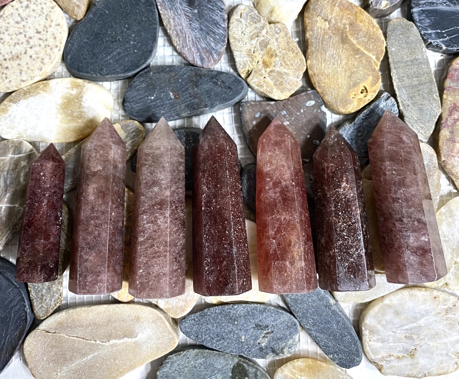 Wholesale Lot 1Lb Natural Strawberry Quartz Obelisk Tower Point Crystal Healing