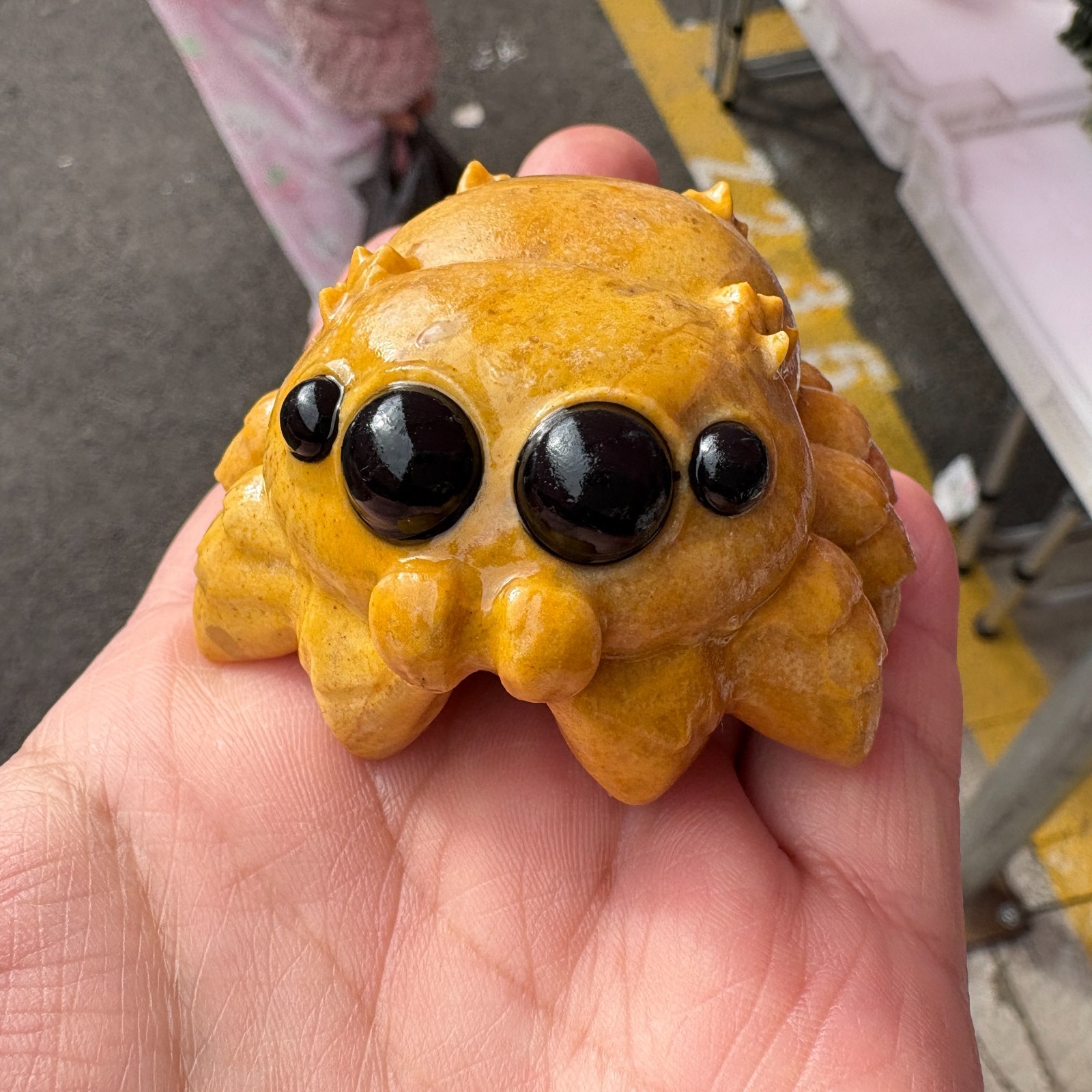 1pc Natural Yellow Jade Quartz Carved Spider Skull Crystal Healing Reiki Decor