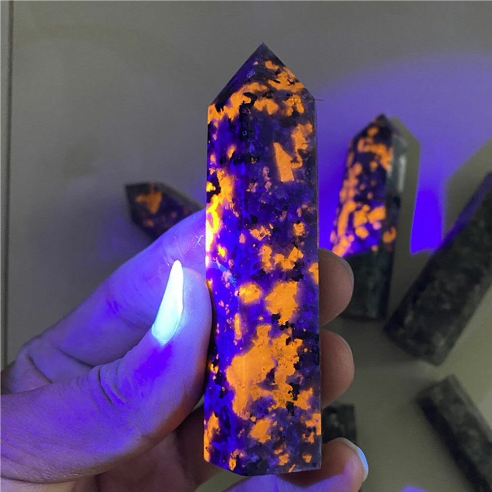 Natural Yooperlite Quartz Obelisk Crystal Point Wand Reiki Healing Chakra Stone