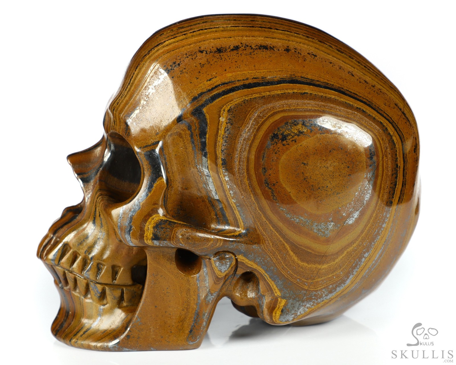 Huge 5.1″ Colorful Tiger Iron Eye Carved Crystal skull,Super Realistic, Healing